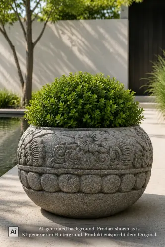 Product image of the product “Pot with Scroll Ornaments, 40 cm Height, 60 cm Dia, Natural Stone ”